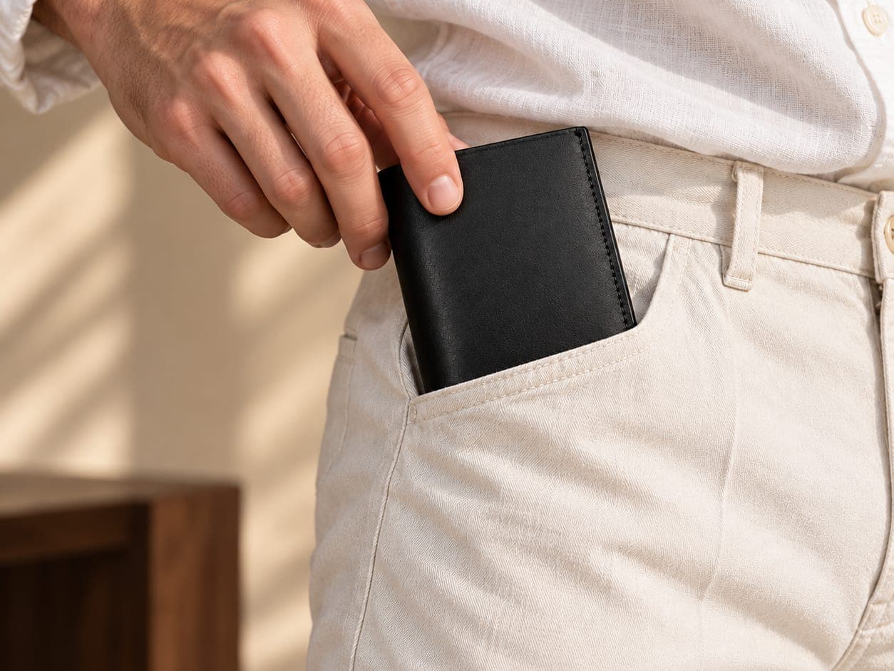 Portefeuille fin dans la poche avant